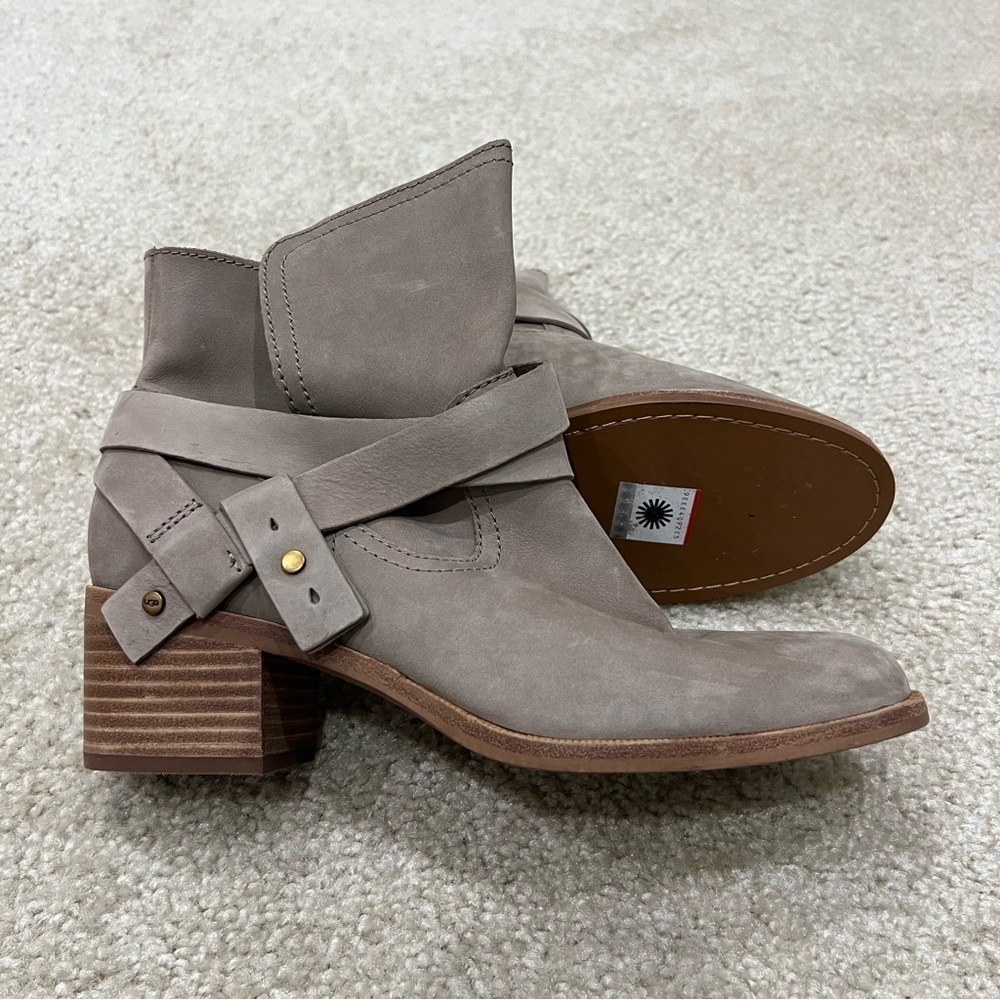 Ugg Australia Women Elora Sahara Gray Suede Ankle Boots Booties Sz 9.5 1019148,
